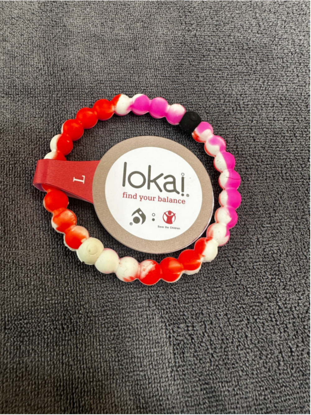 Lokai Red and Pink Save the Children Bracelet Red Pink Size Large